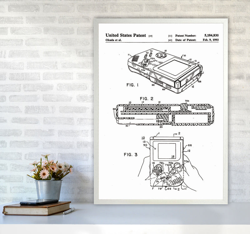 Gameboy Patent Art Print by Jason Stanley A1 Oak Frame