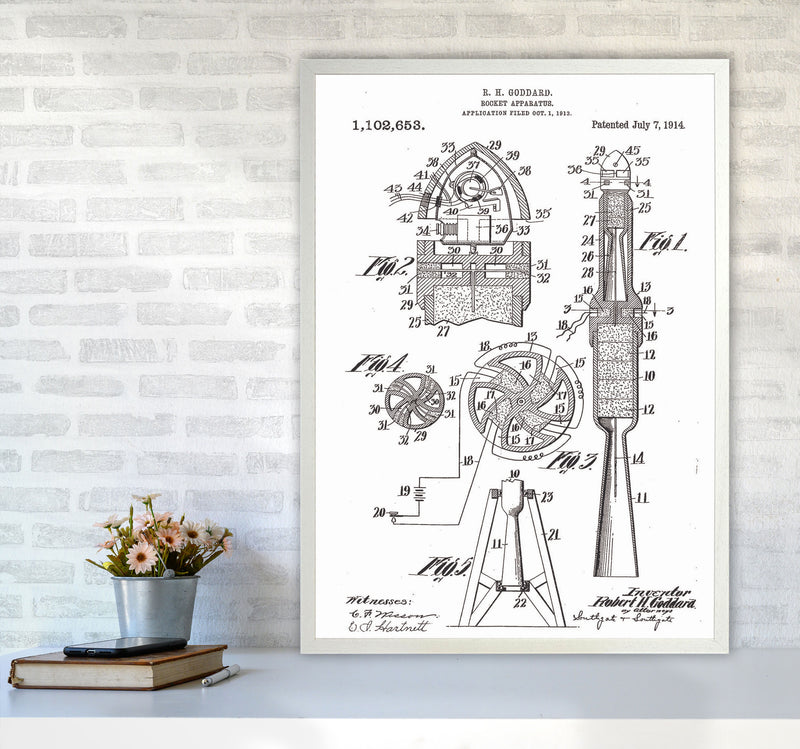 Rocket Patent Art Print by Jason Stanley A1 Oak Frame
