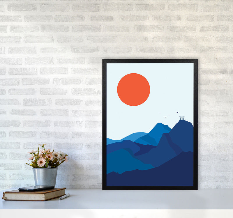 Japanese Mountain Sunrise Art Print by Jason Stanley A2 White Frame