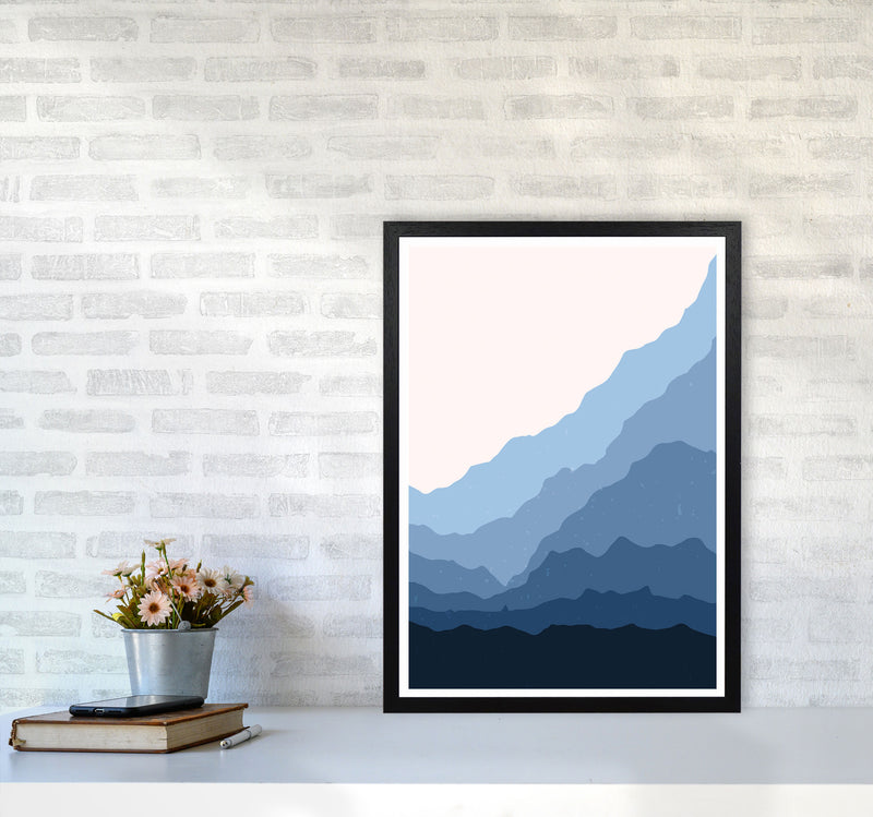 Blue Japanese Mountains Art Print by Jason Stanley A2 White Frame
