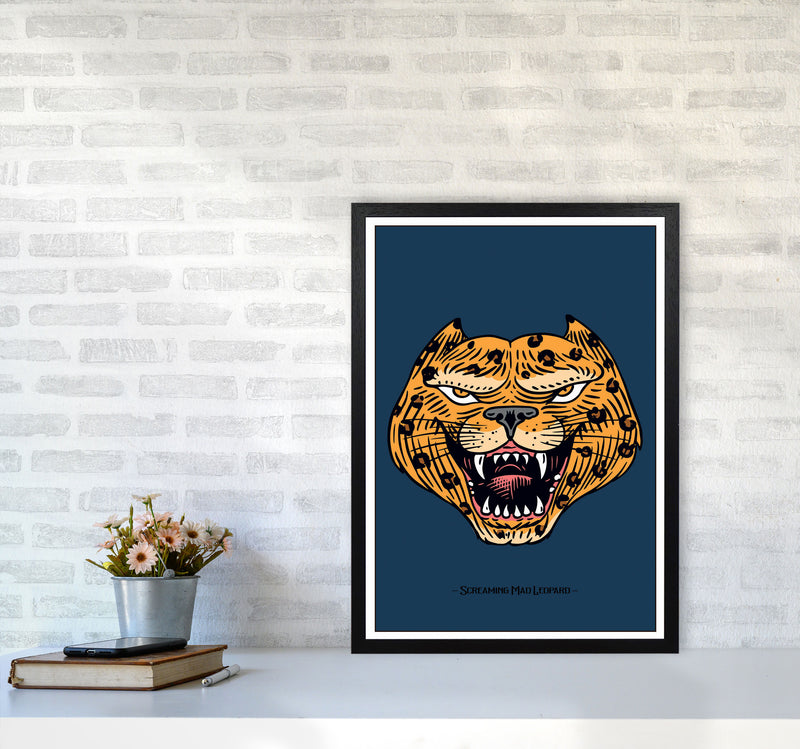Screaming Mad Leopard Art Print by Jason Stanley A2 White Frame