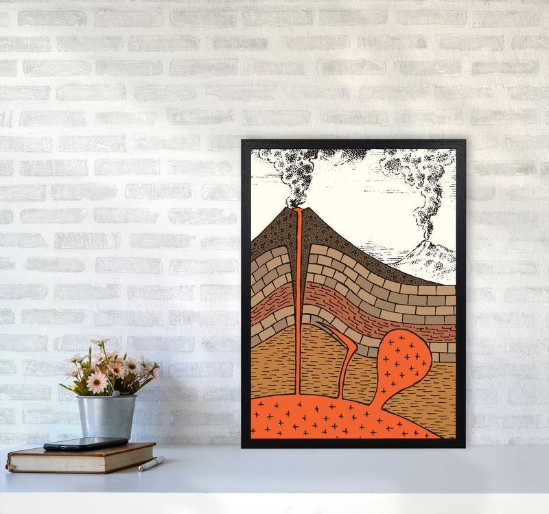 Volcano Cross Section Art Print by Jason Stanley A2 White Frame