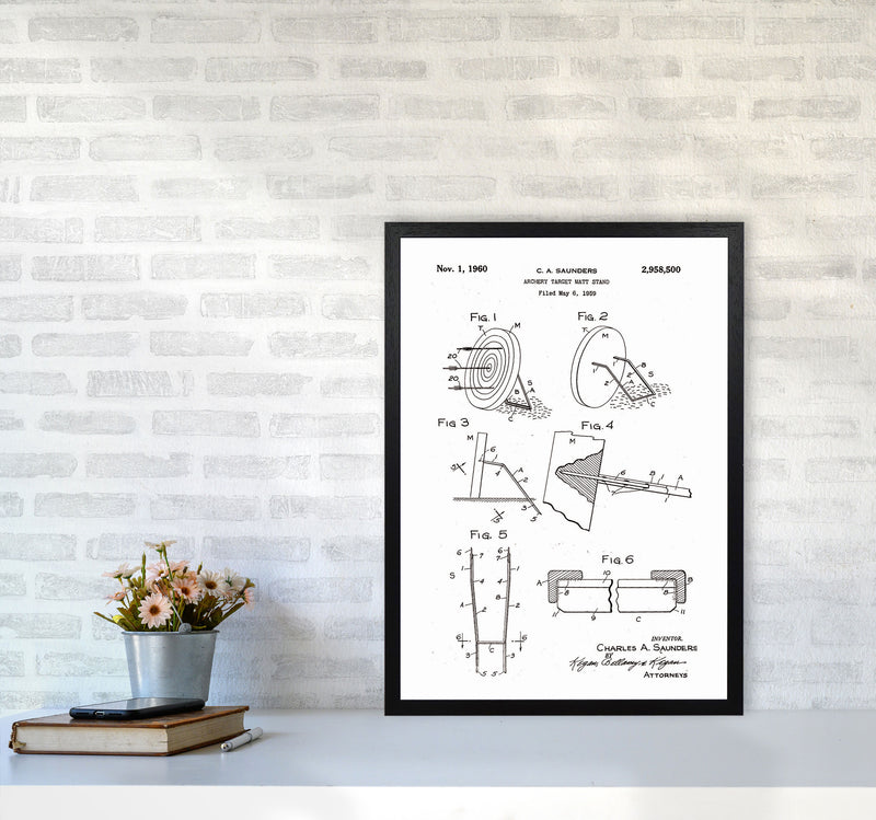 Archery Target Stand Patent Art Print by Jason Stanley A2 White Frame