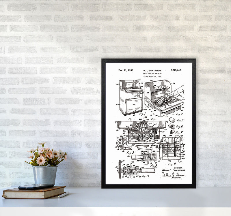 Taco Cooking Machine Patent Art Print by Jason Stanley A2 White Frame