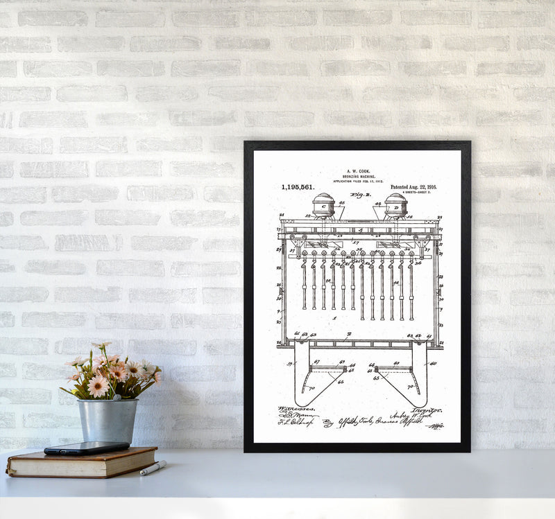 Bronzing Machine Patent Art Print by Jason Stanley A2 White Frame