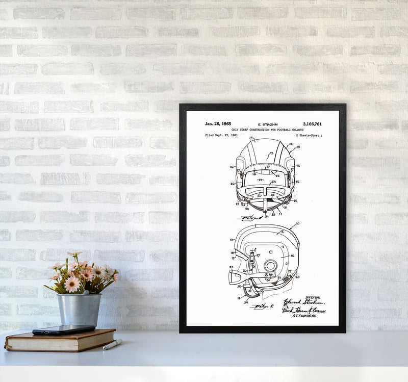 Football Helmet Patent 2 Art Print by Jason Stanley A2 White Frame