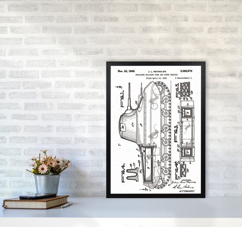 Military Tank 2 Patent Art Print by Jason Stanley A2 White Frame