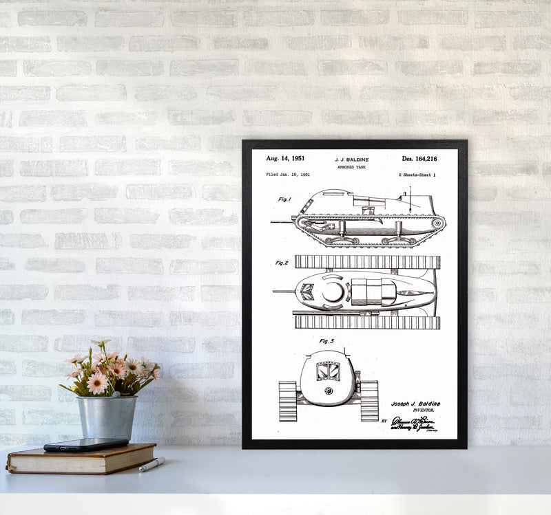 Armored Tank Patent White Art Print by Jason Stanley A2 White Frame