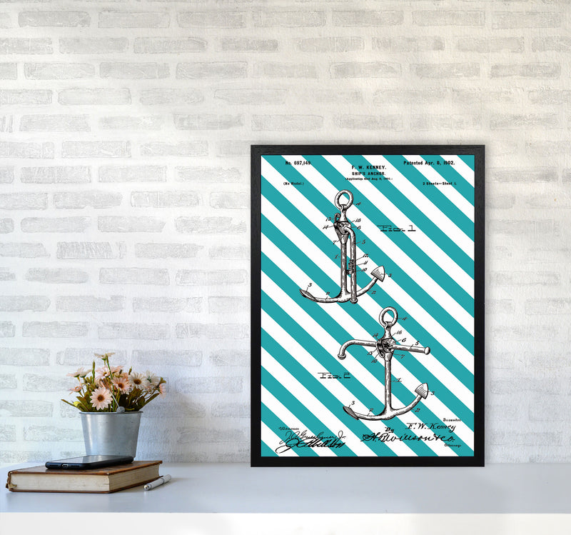 Anchor Patent Side Stripe Art Print by Jason Stanley A2 White Frame