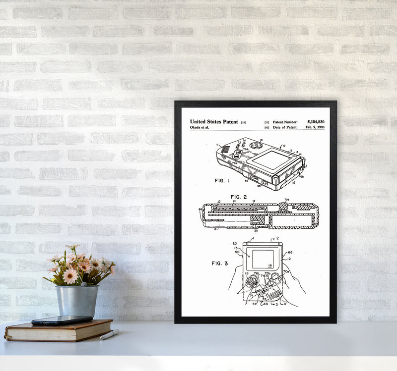 Gameboy Patent Art Print by Jason Stanley A2 White Frame