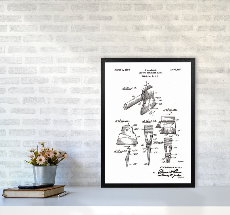 Axe Patent Art Print by Jason Stanley A2 White Frame