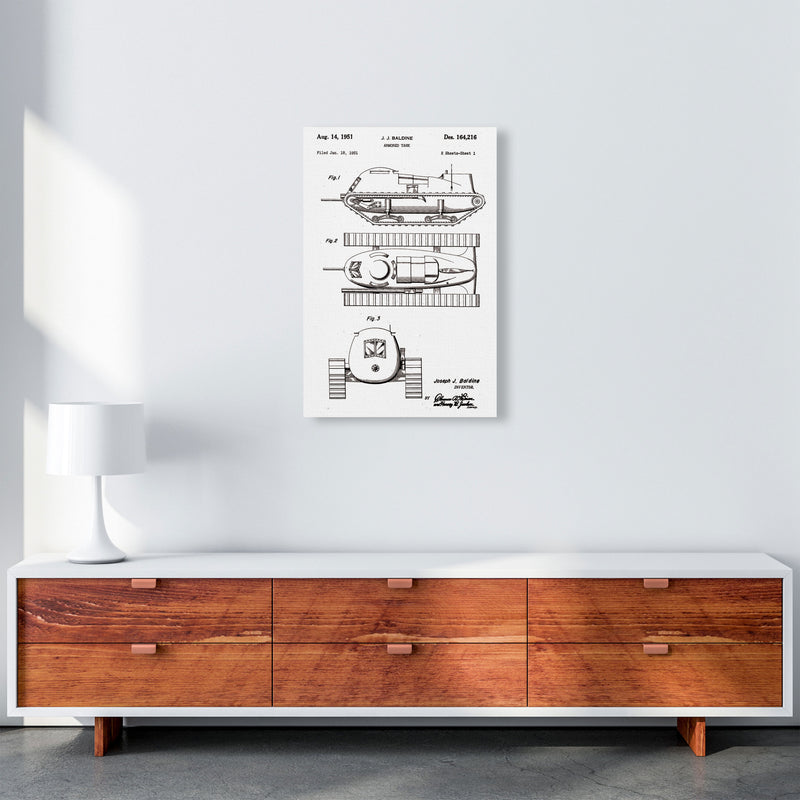Armored Tank Patent White Art Print by Jason Stanley A2 Canvas