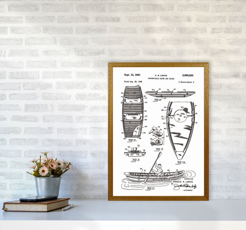 Canoe And Kayak Patent Art Print by Jason Stanley A2 Print Only