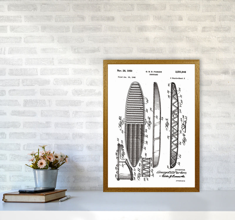 Surfboard Patent Design Art Print by Jason Stanley A2 Print Only
