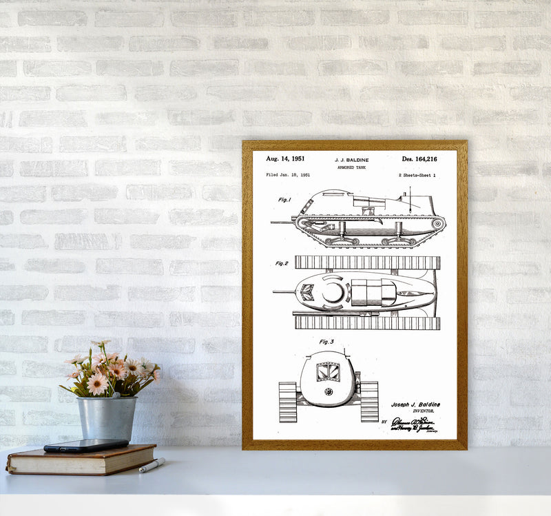 Armored Tank Patent White Art Print by Jason Stanley A2 Print Only