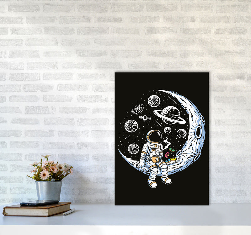 Coffee And Donuts On The Moon Art Print by Jason Stanley A2 Black Frame