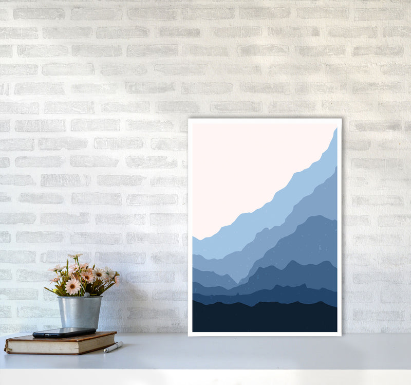 Blue Japanese Mountains Art Print by Jason Stanley A2 Black Frame
