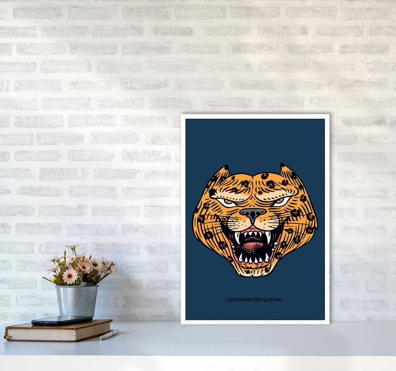 Screaming Mad Leopard Art Print by Jason Stanley A2 Black Frame