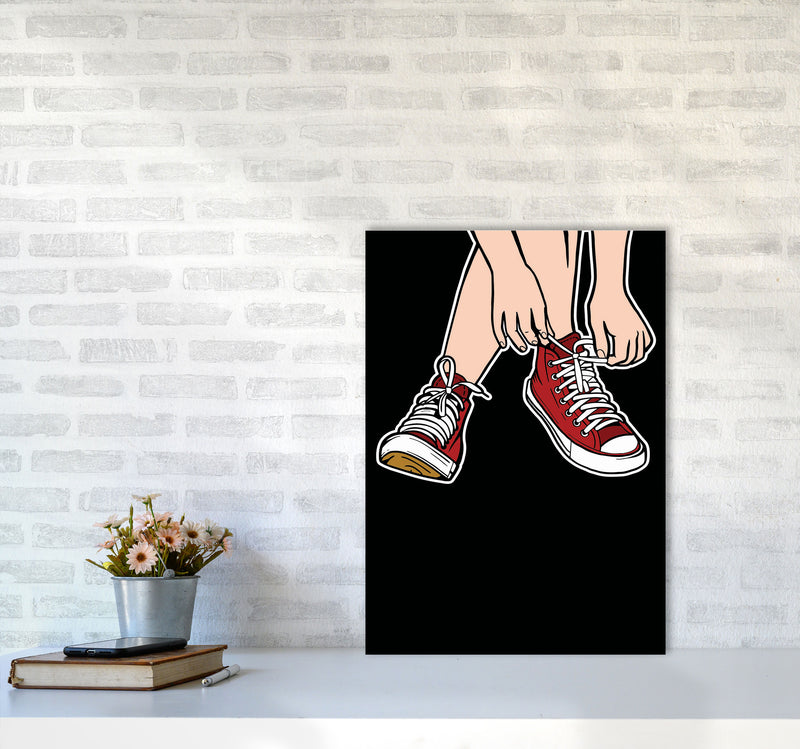 Tie Your Shoe Laces Art Print by Jason Stanley A2 Black Frame