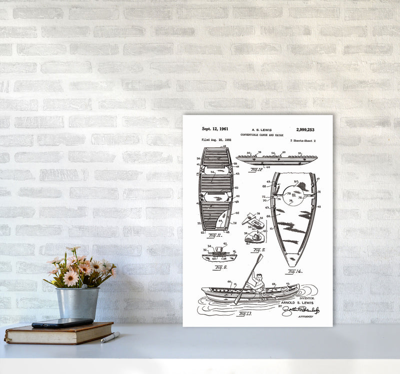 Canoe And Kayak Patent Art Print by Jason Stanley A2 Black Frame