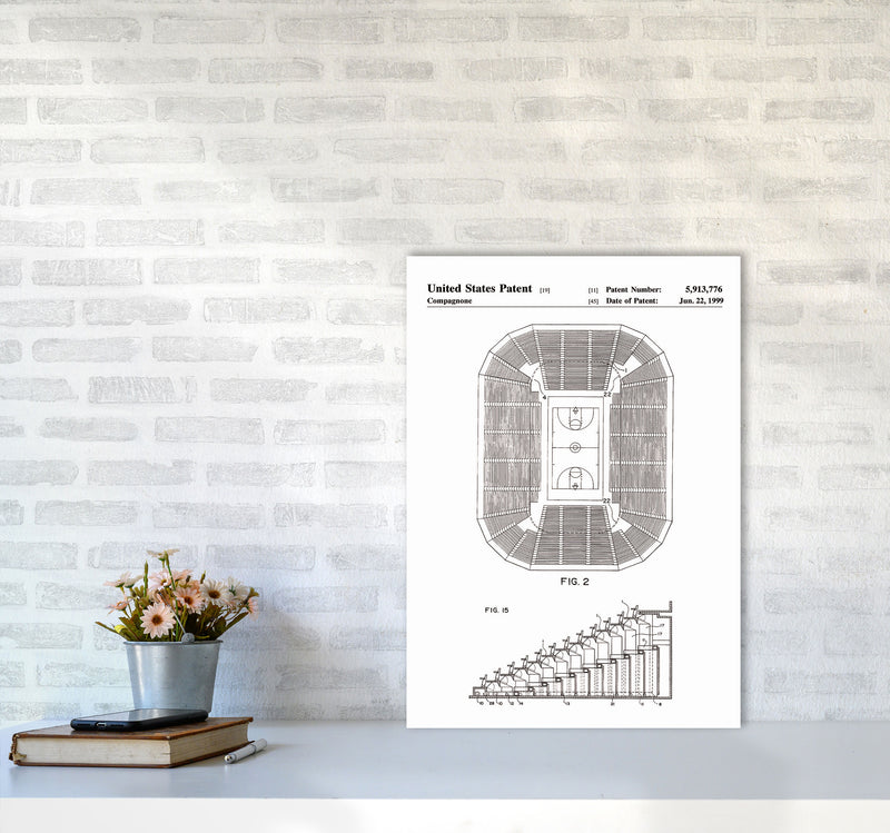 Basketball Court Patent Art Print by Jason Stanley A2 Black Frame