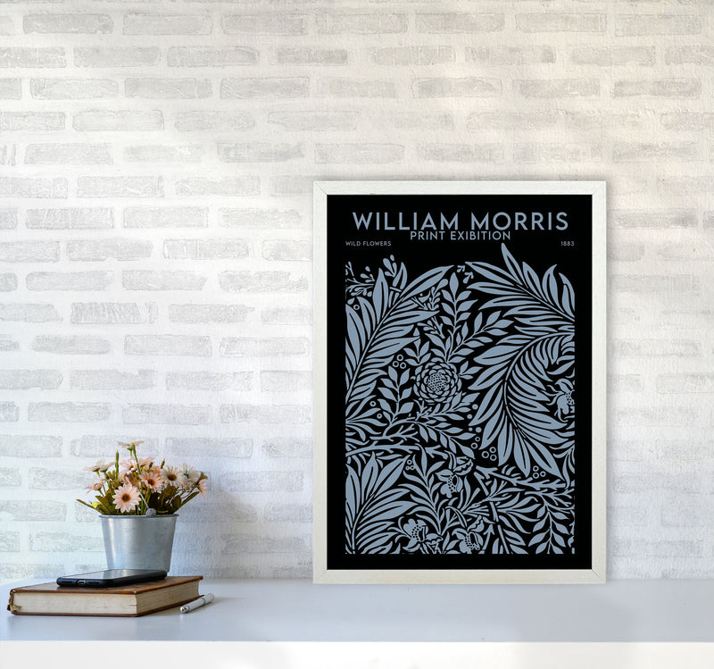 William Morris Print Exibition Black Art Print by Jason Stanley A2 Oak Frame