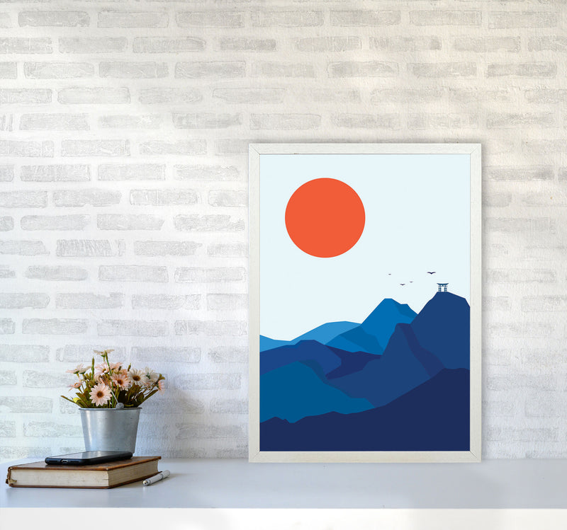 Japanese Mountain Sunrise Art Print by Jason Stanley A2 Oak Frame
