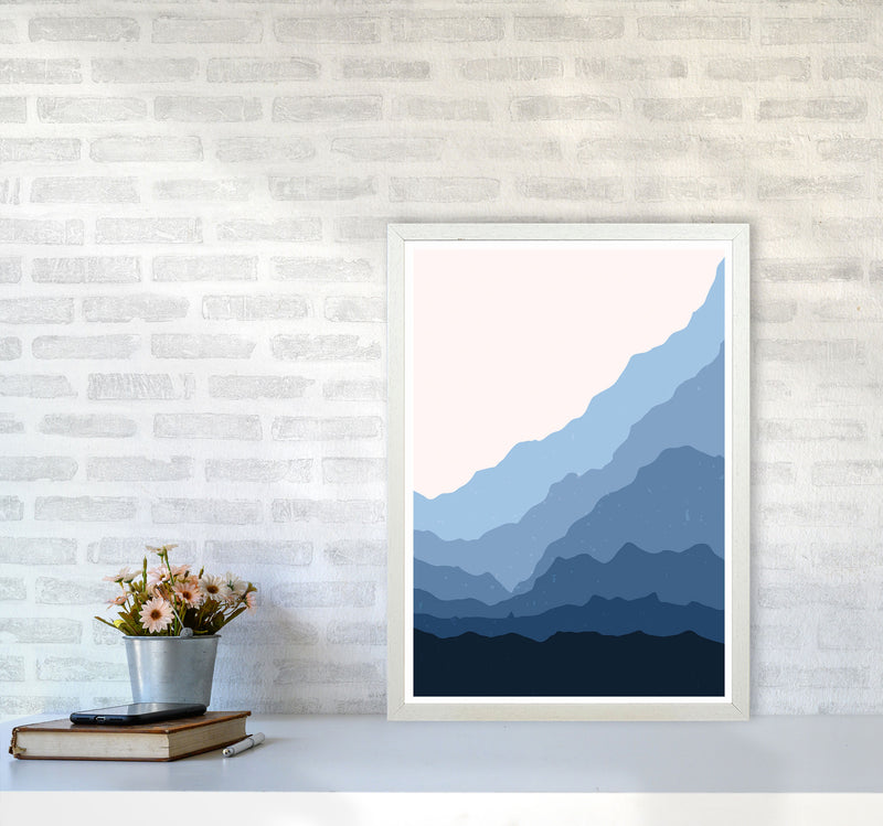 Blue Japanese Mountains Art Print by Jason Stanley A2 Oak Frame