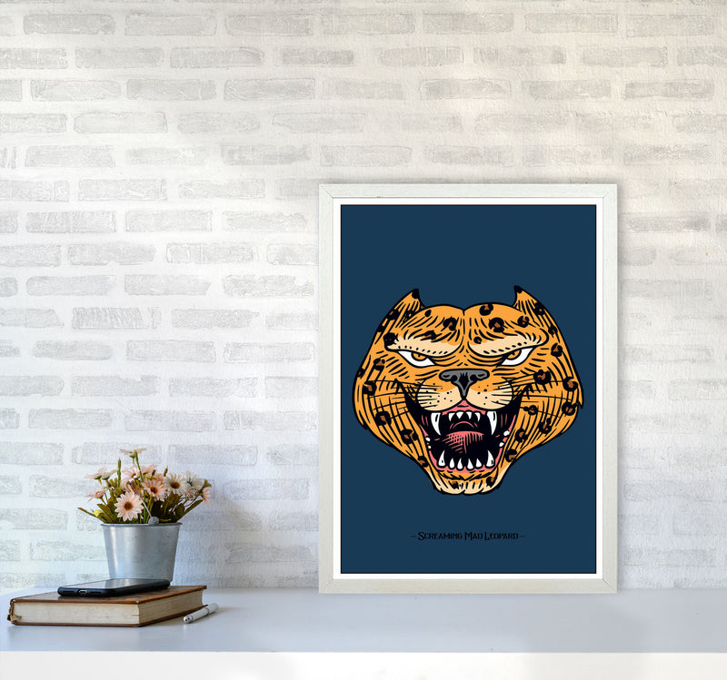 Screaming Mad Leopard Art Print by Jason Stanley A2 Oak Frame