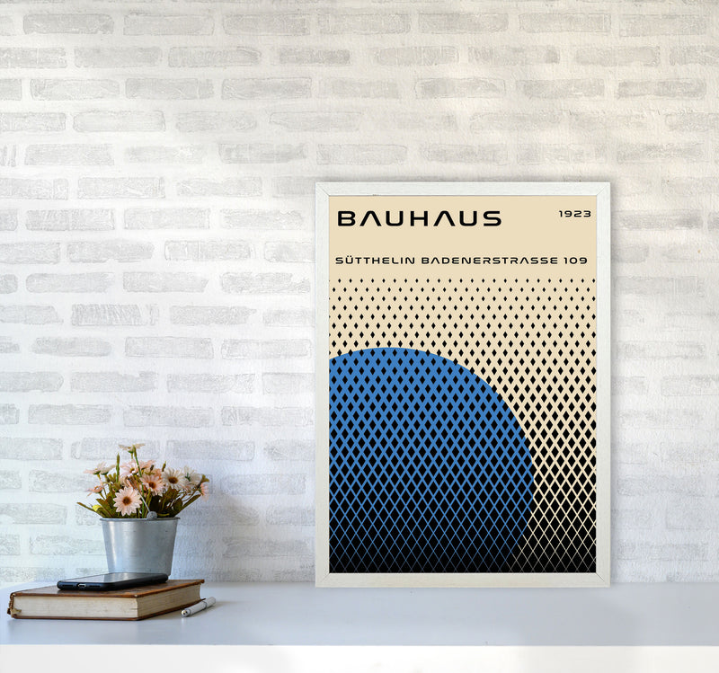 Bauhaus Geometric Blue Art Print by Jason Stanley A2 Oak Frame