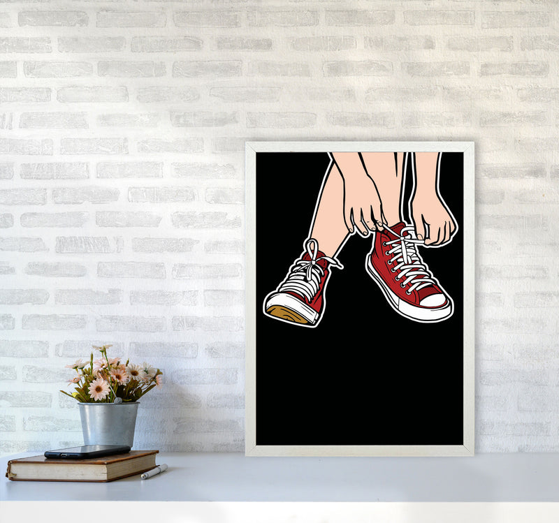 Tie Your Shoe Laces Art Print by Jason Stanley A2 Oak Frame