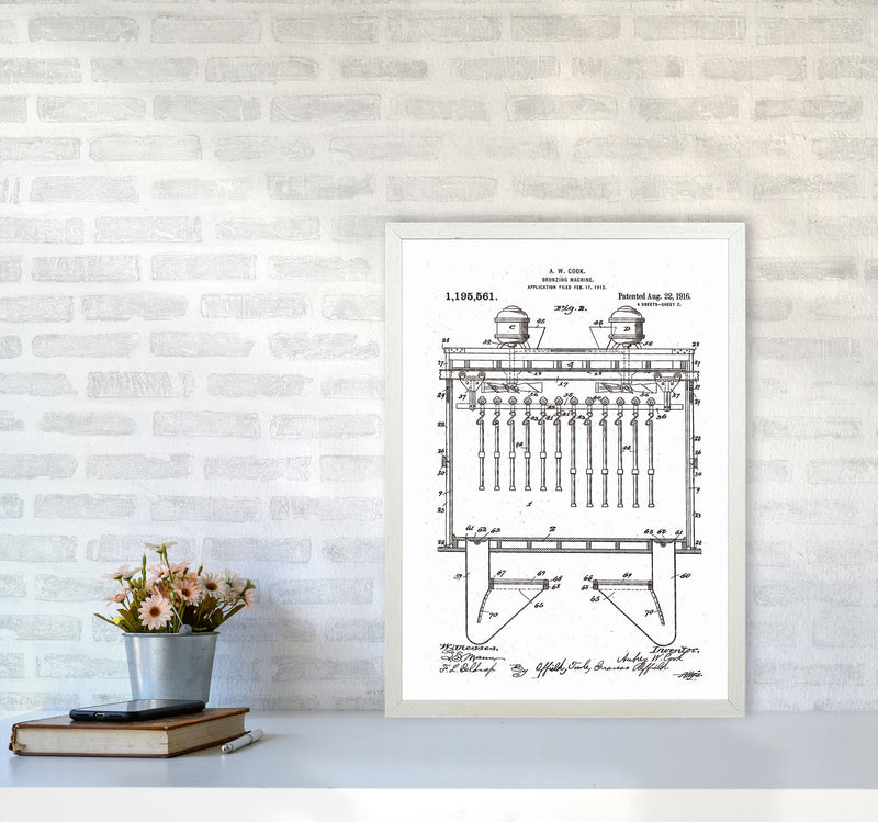 Bronzing Machine Patent Art Print by Jason Stanley A2 Oak Frame