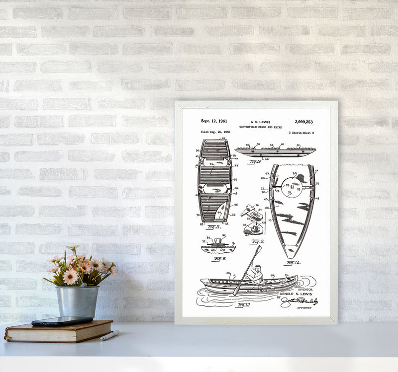 Canoe And Kayak Patent Art Print by Jason Stanley A2 Oak Frame