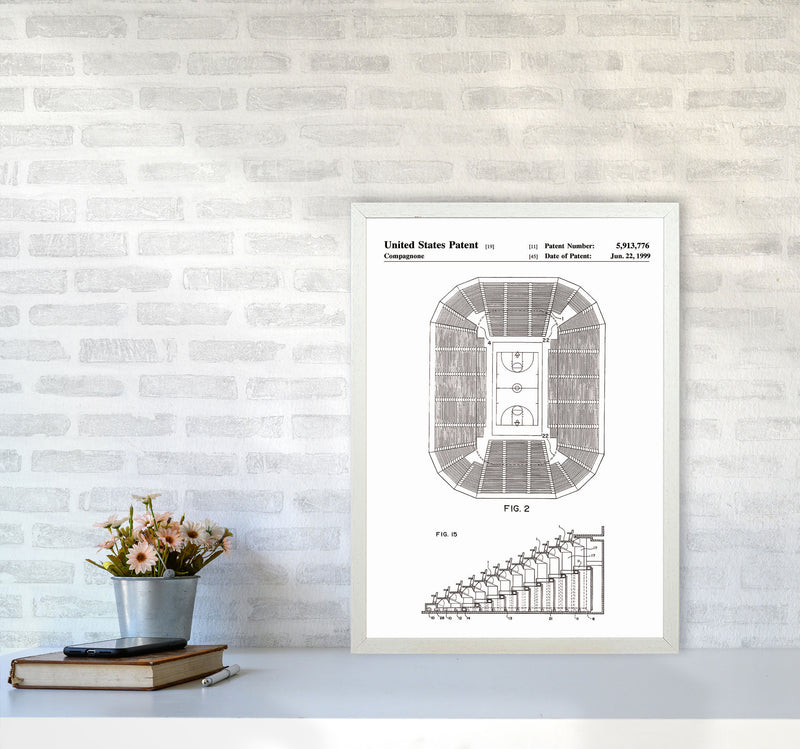 Basketball Court Patent Art Print by Jason Stanley A2 Oak Frame