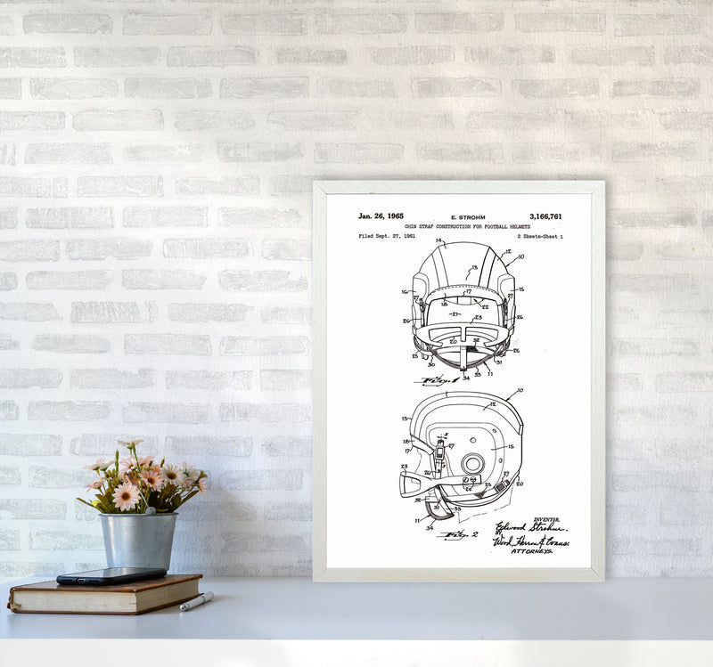 Football Helmet Patent 2 Art Print by Jason Stanley A2 Oak Frame
