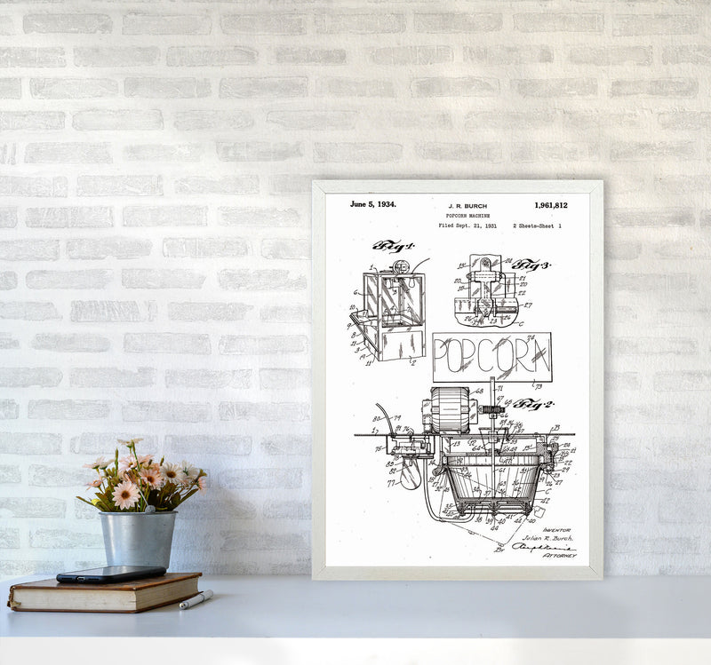 Popcorn Machine Patent 2 Art Print by Jason Stanley A2 Oak Frame