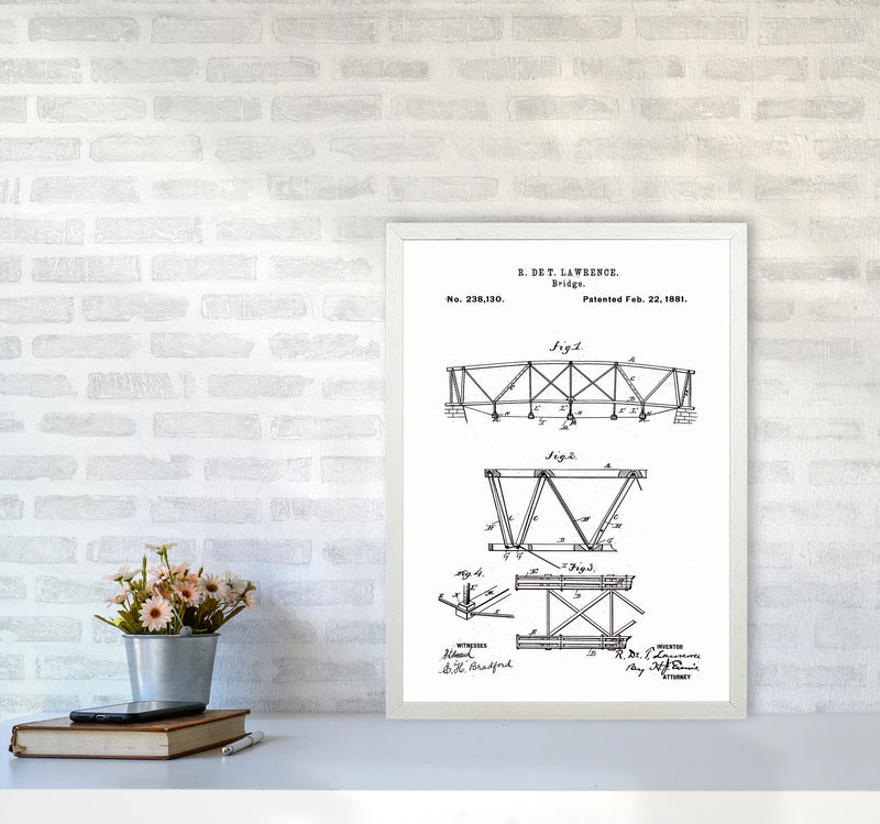 Bridge Patent Art Print by Jason Stanley A2 Oak Frame