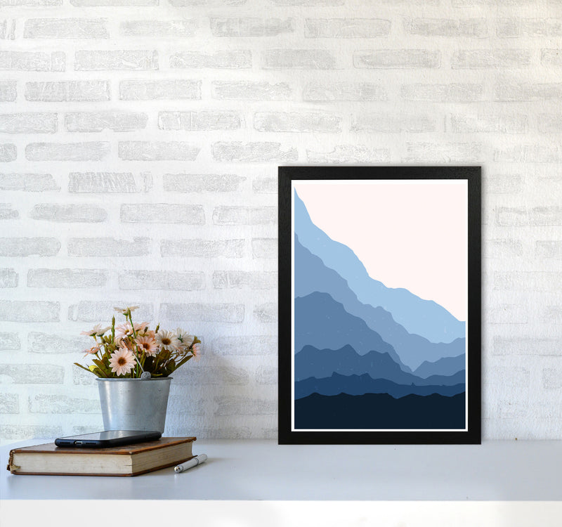 Blue Abstract Mountains Art Print by Jason Stanley A3 White Frame