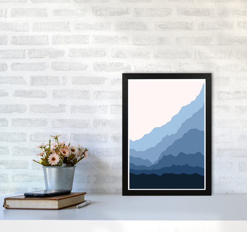 Blue Japanese Mountains Art Print by Jason Stanley A3 White Frame