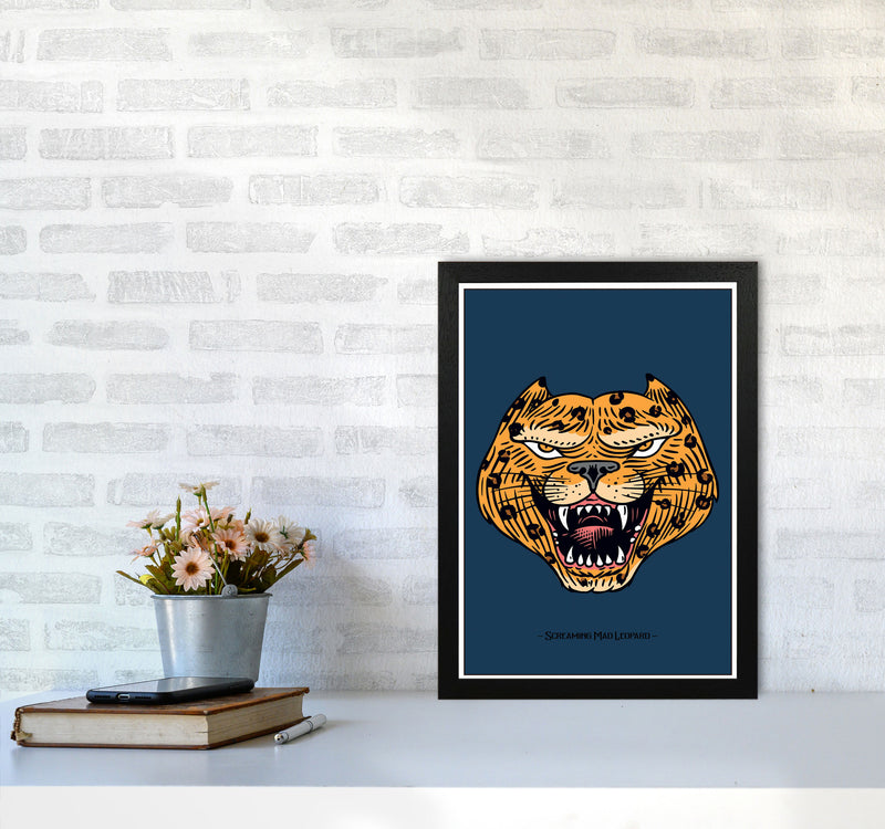 Screaming Mad Leopard Art Print by Jason Stanley A3 White Frame