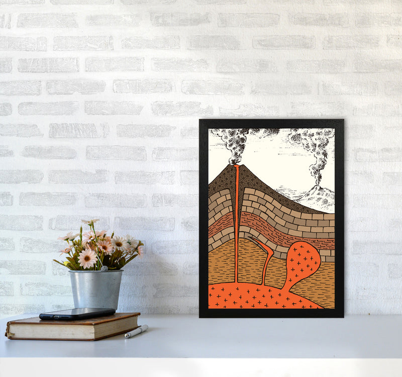 Volcano Cross Section Art Print by Jason Stanley A3 White Frame