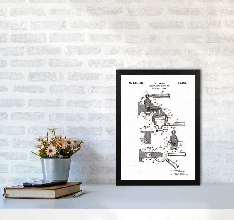 Espresso Coffee Machine Patent Art Print by Jason Stanley A3 White Frame