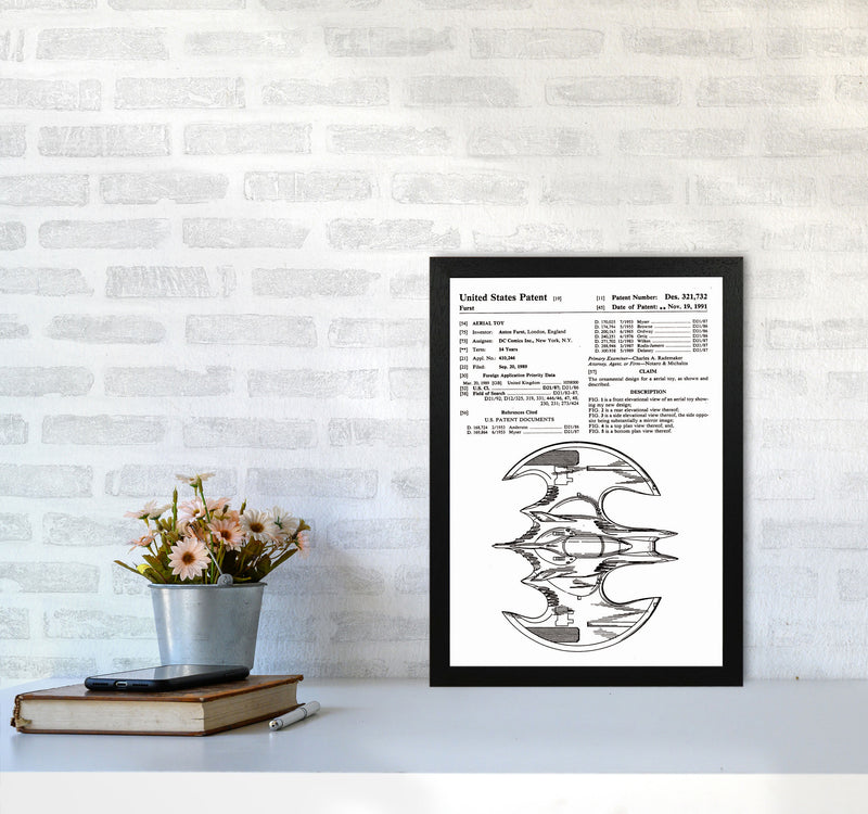 Batwing Patent Side View Art Print by Jason Stanley A3 White Frame