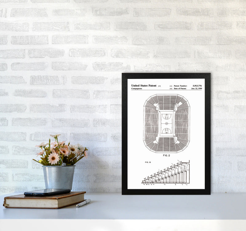 Basketball Court Patent Art Print by Jason Stanley A3 White Frame