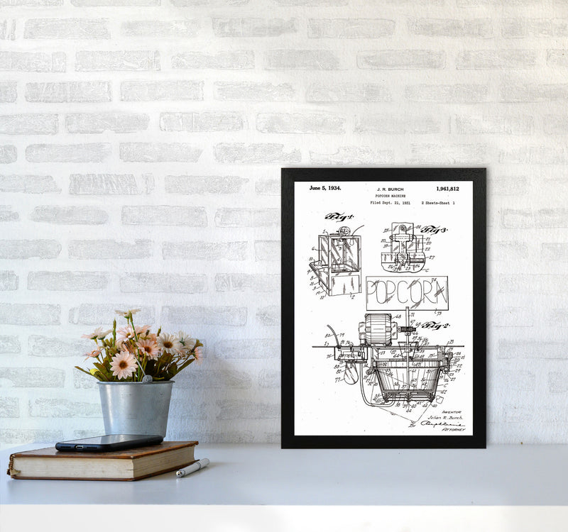 Popcorn Machine Patent 2 Art Print by Jason Stanley A3 White Frame