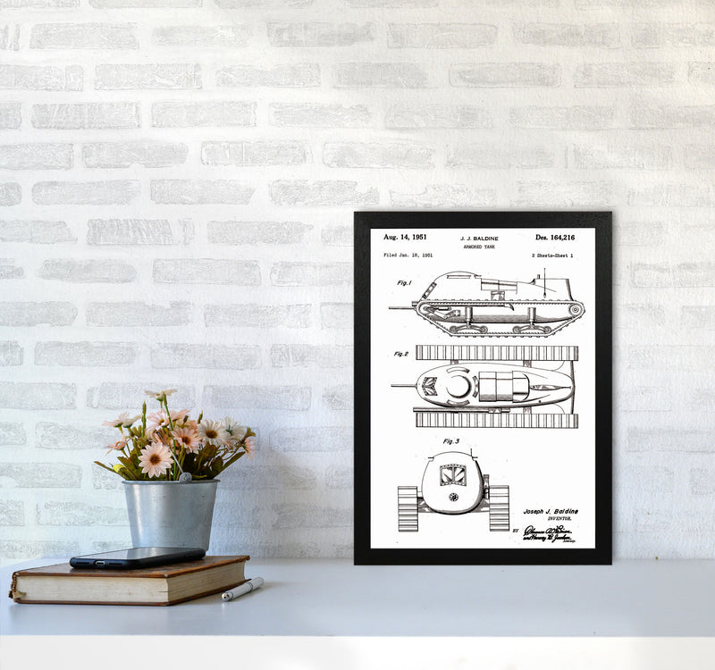 Armored Tank Patent White Art Print by Jason Stanley A3 White Frame