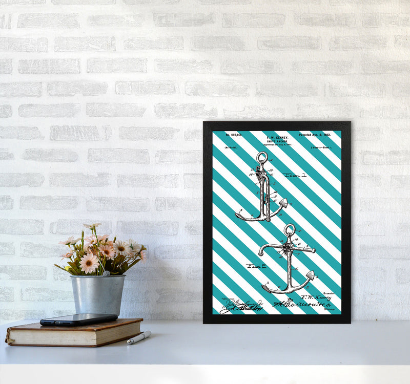 Anchor Patent Side Stripe Art Print by Jason Stanley A3 White Frame