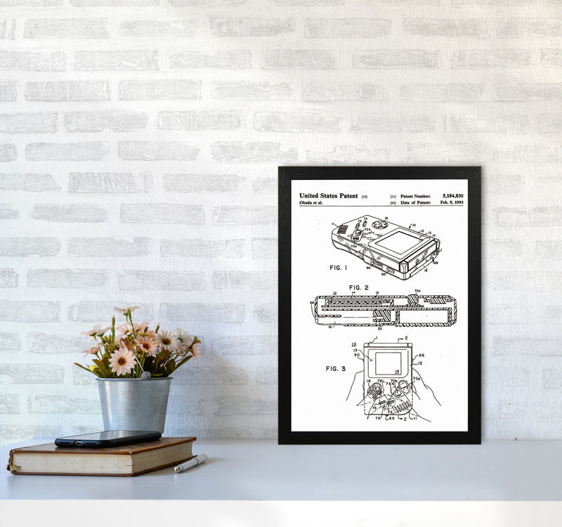Gameboy Patent Art Print by Jason Stanley A3 White Frame