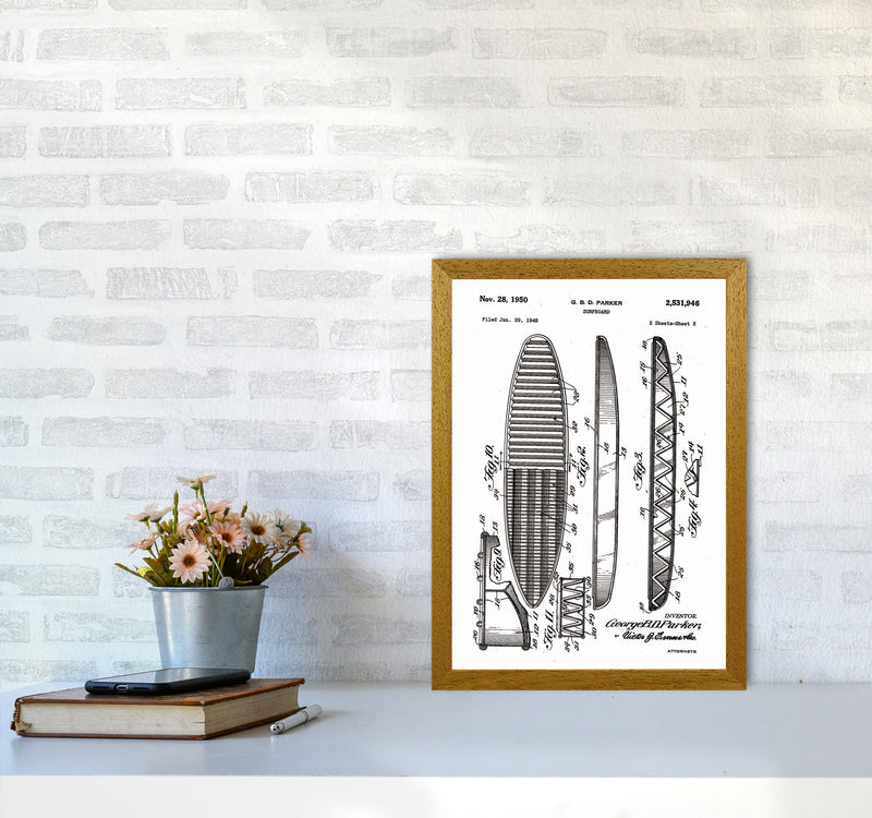 Surfboard Patent Design Art Print by Jason Stanley A3 Print Only