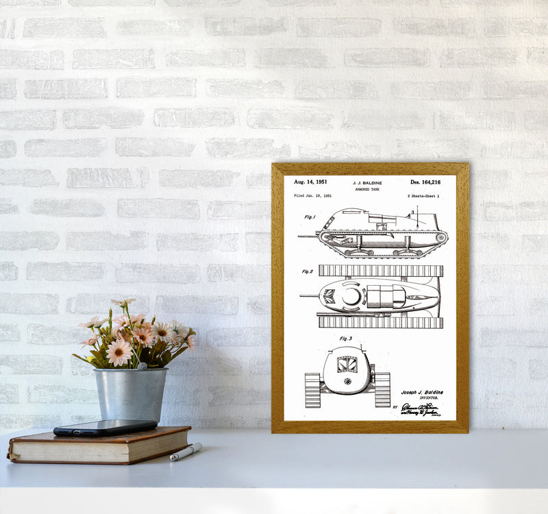 Armored Tank Patent White Art Print by Jason Stanley A3 Print Only